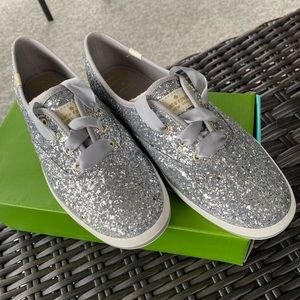 NEW IN BOX 🆕 Kate Spade Keds Silver Glitter Shoe